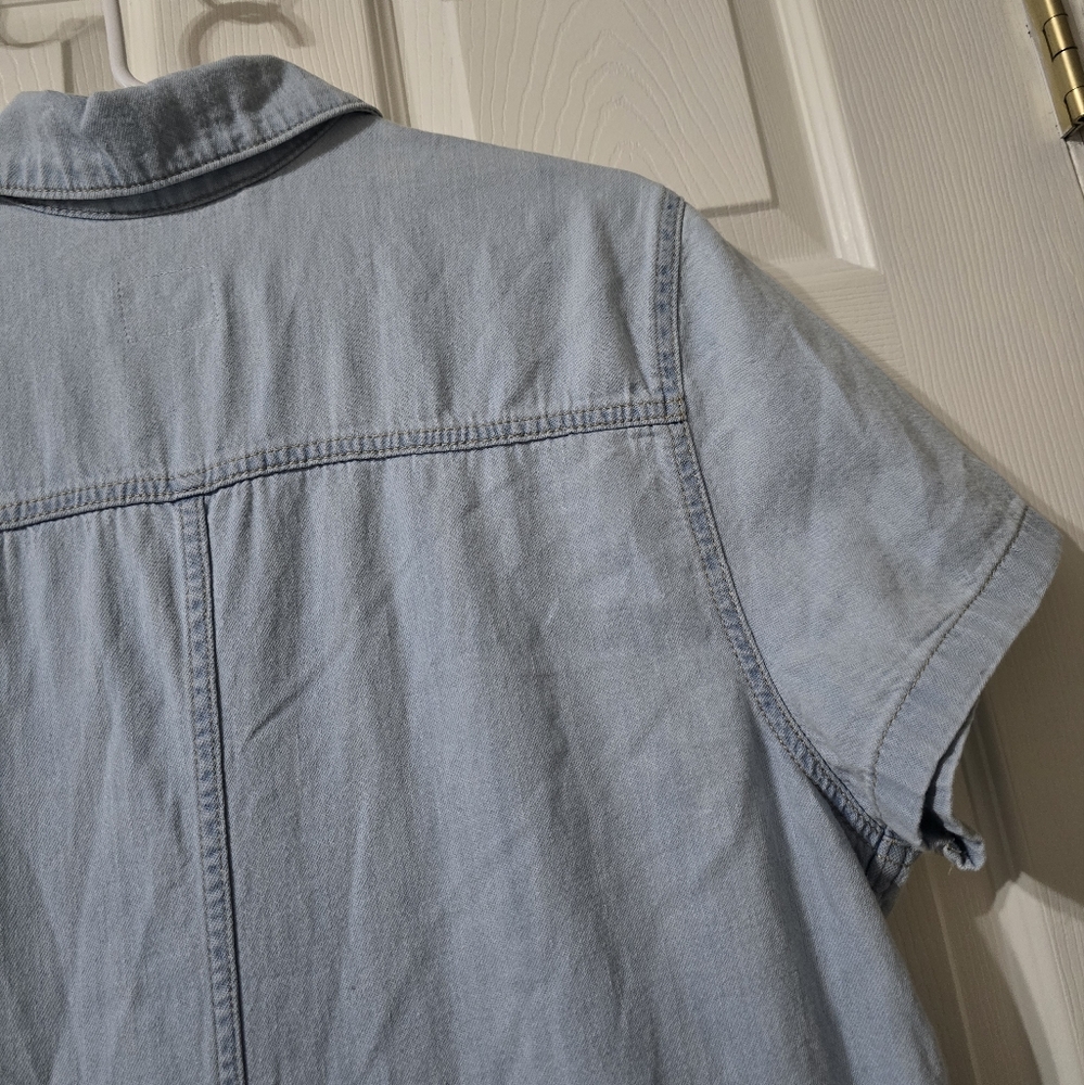 NWT Levi's Short-Sleeve Heritage Romper, Light Wash Denim, Relaxed, Sz Large. - Picture 11 of 16